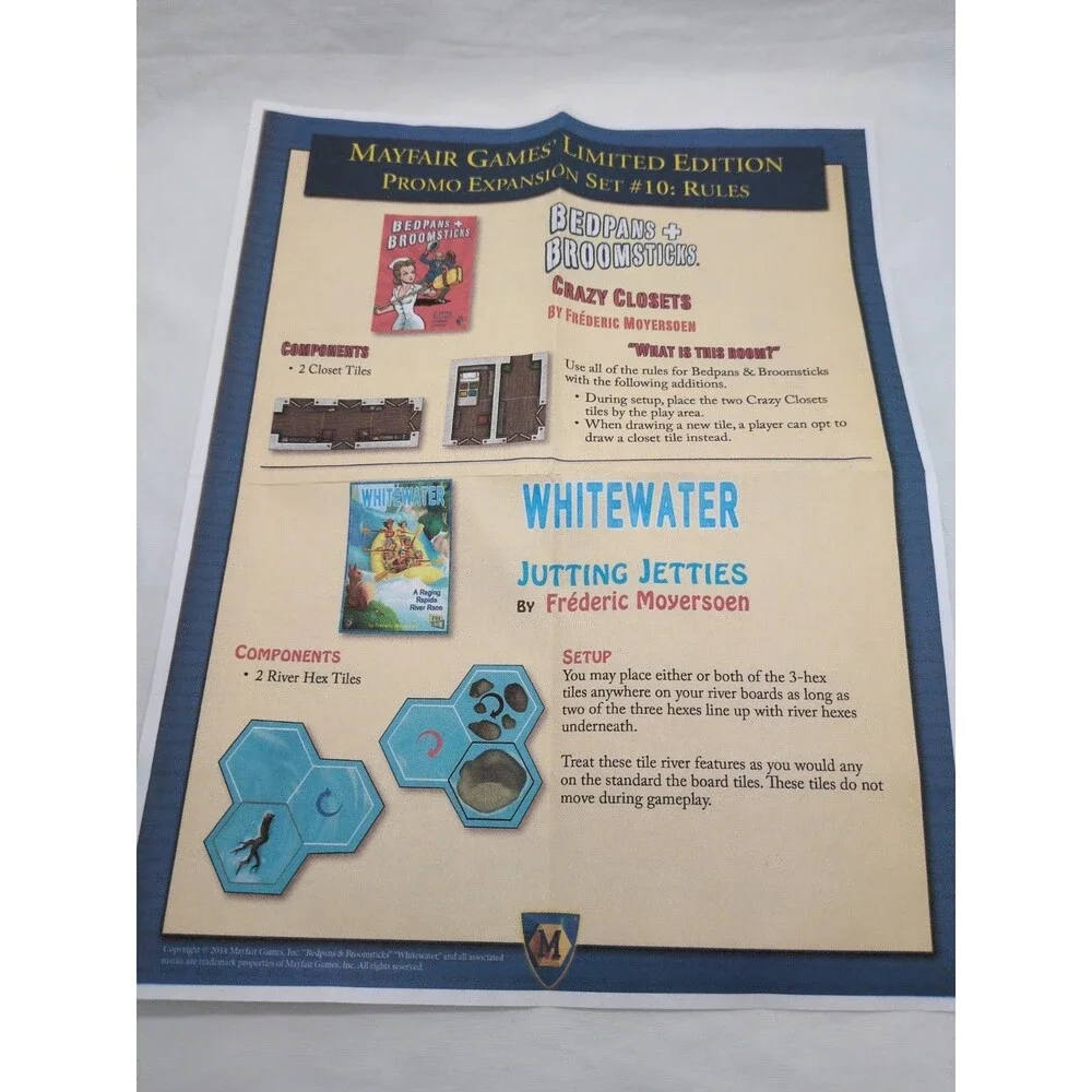 Mayfair Games Bedpans And Broomsticks Crazy Closets Promo Tiles Expansion